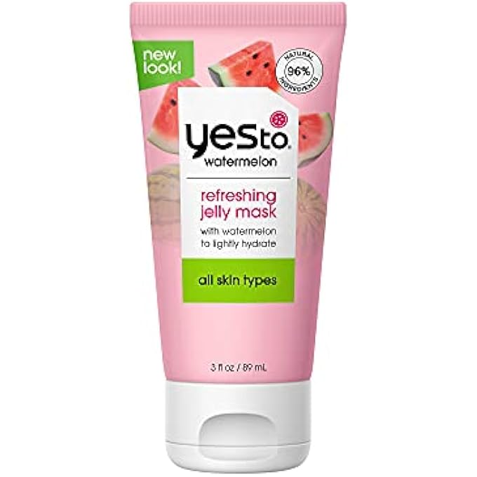 Yes To قناع الجيلي المنعش بالبطيخ، قناع جل خفيف يرطب البشرة بلطف ويساعد على تليينها، مع مضادات الأكسدة، الليكوبين وفيتامين C، طبيعي، نباتي وخالي من القسوة، 3 أونصة سائلة - Image 1